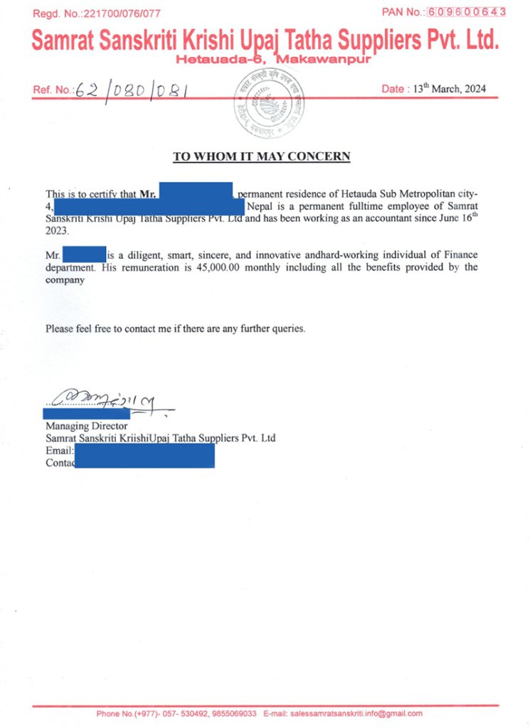 Experience letter-sample i