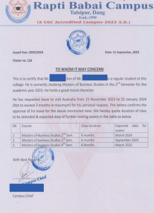 College Leave Letter-Sample