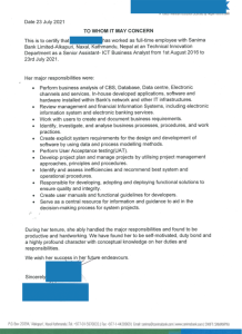 Experience Letter Sample